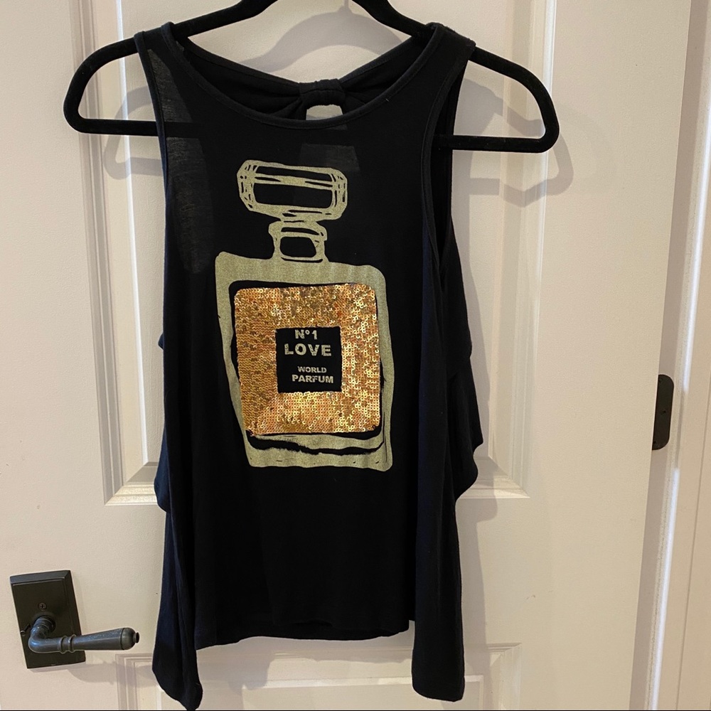 Gold sequined tank with back cutout